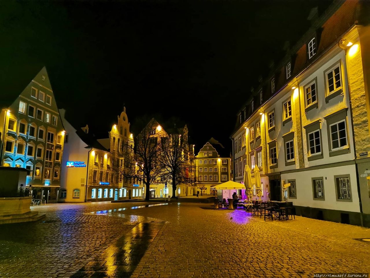 Баварский городок Кемптен ночью. Кемптен, Германия
