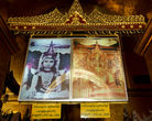 Фотографии в храме показывают, как со временем прирастают золотые одежды Будды.