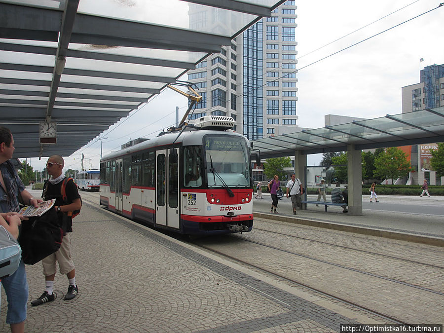 Около вокзала Оломоуца — остановка трамваев. Удобно доехать в любой район города.