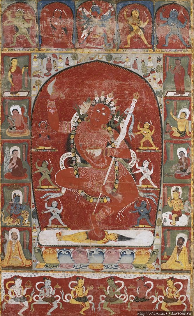 Дакиня Ваджраварахи, фреска из Хара-Хото.