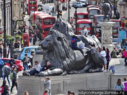 Львы у основания колонны Нельсона. Фото из интернета Лондон, Великобритания