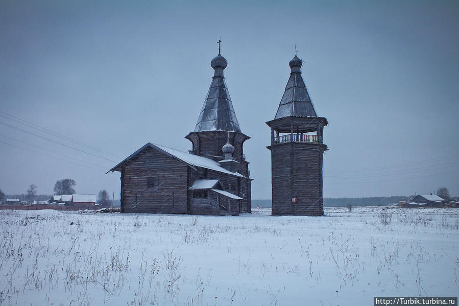 Саунино, церковь Иоанна Златоуста и колокольня Каргополь, Россия