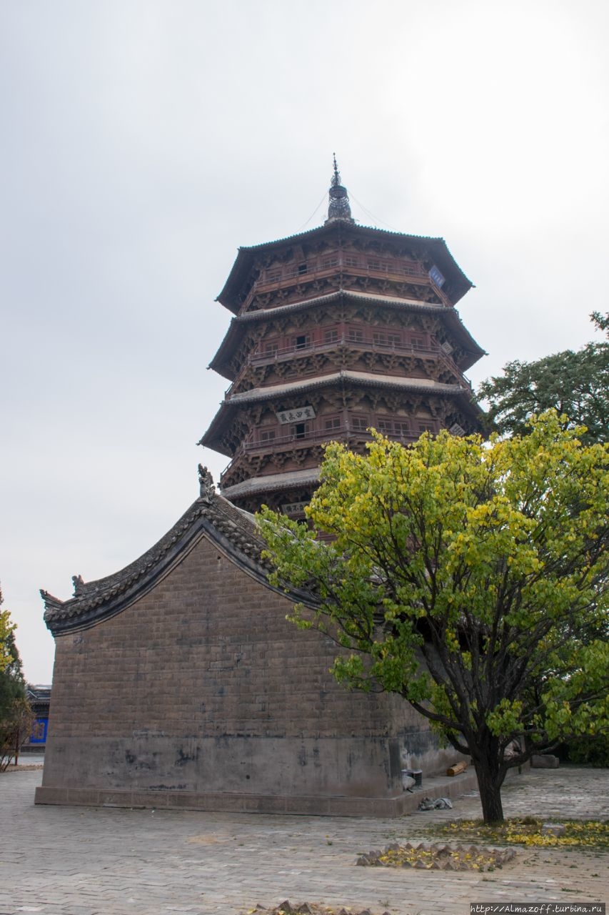 Пагода Будды Шакьямуни в храме Фогун, Инсянь, Шаньси, Китай.