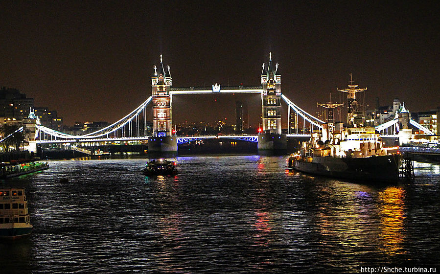 Огни ночного Лондона. Район London Bridge Лондон, Великобритания