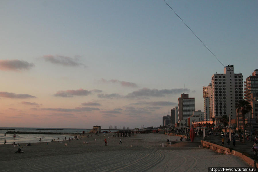 Дневная и ночная жизни набережной Тель-Авива Тель-Авив, Израиль