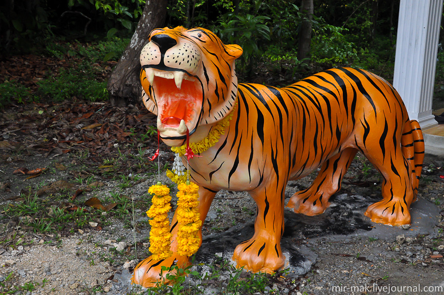 Вход в него охраняли украшенные цветами тигры.