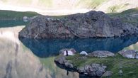 Наш лагерь на Большом Имеретинском озере,его второе название -озеро Безмолвия,высота 2560м