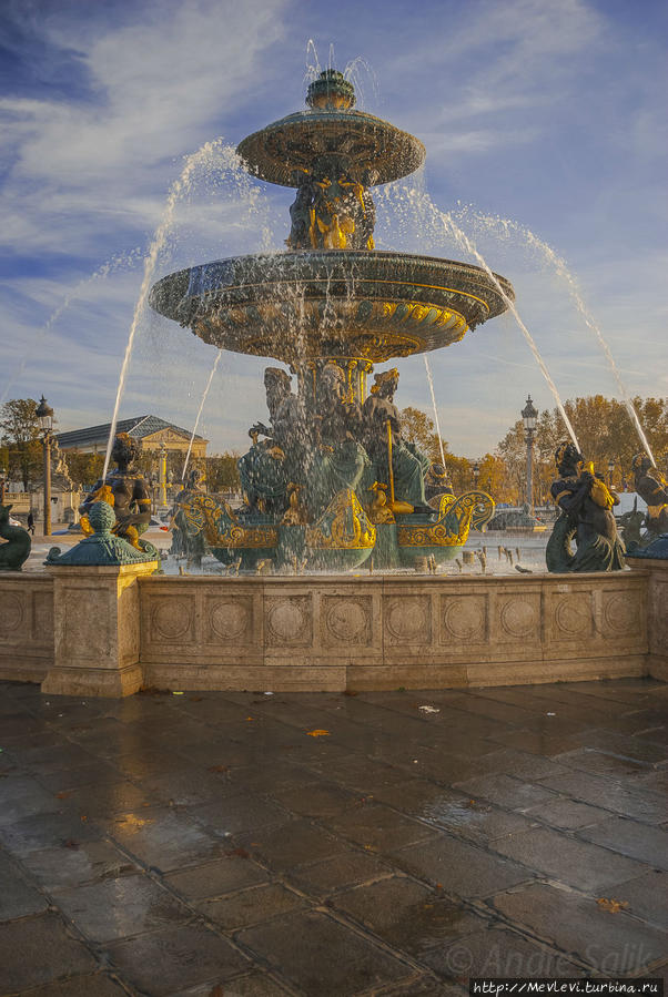 Закат на Площади Согласия Париж, Франция