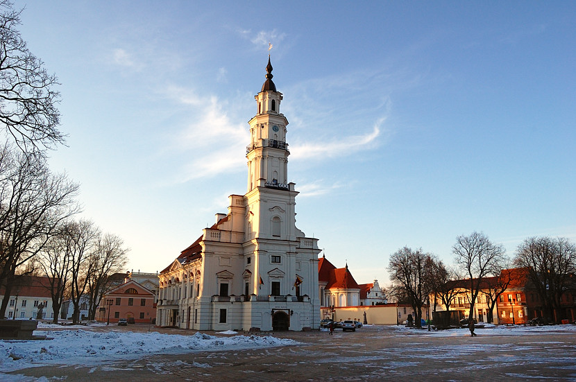 Каунасская ратуша, известная в народе как Белый лебедь Каунас, Литва