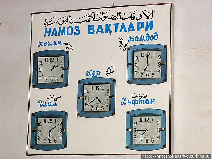 Расписание намазов. Бухара. Узбекистан
