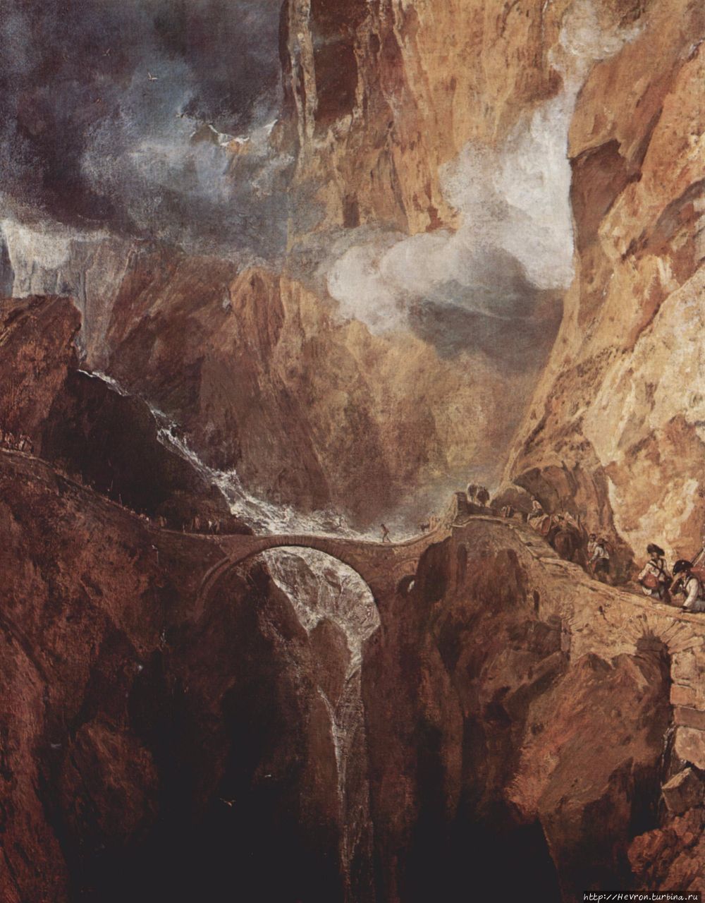 Первый мост. Картина написана Уильямом Тернером в 1803 или 1804 году. Андерматт, Швейцария