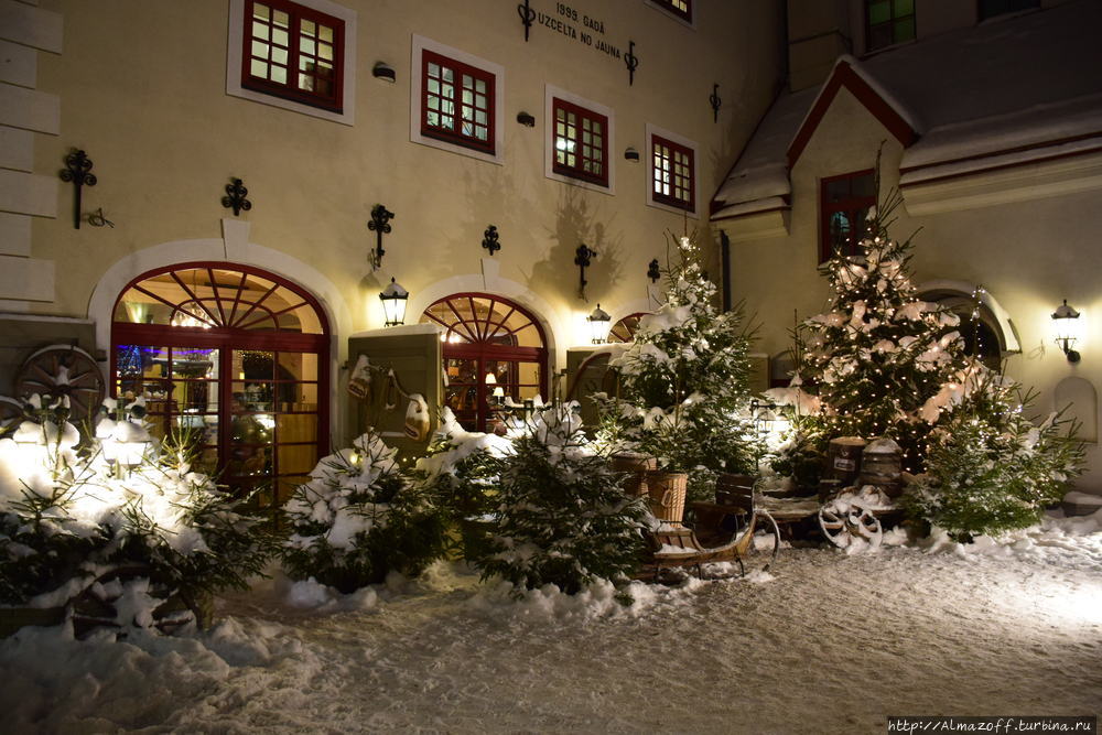 Ночная Рига зимой Рига, Латвия