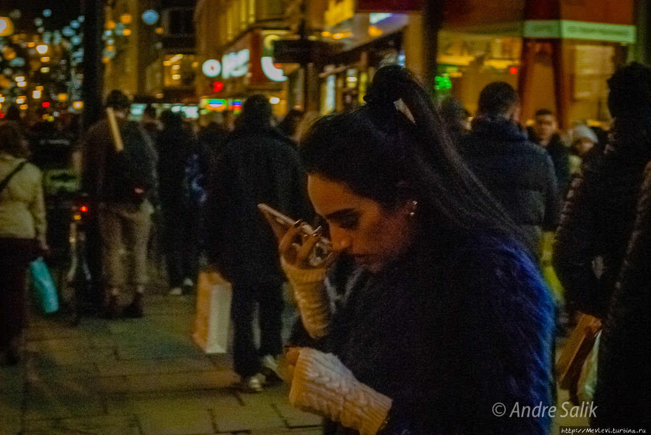 Ночной рождественский Лондон Лондон, Великобритания