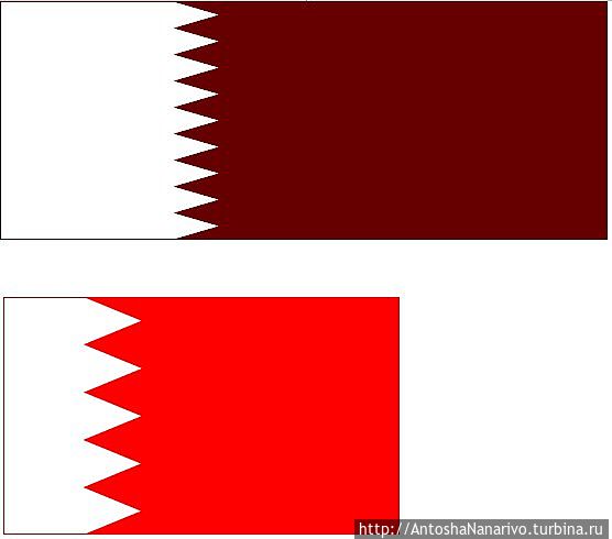 флаги Катара (вверху) и Бахрейна (внизу) Доха, Катар