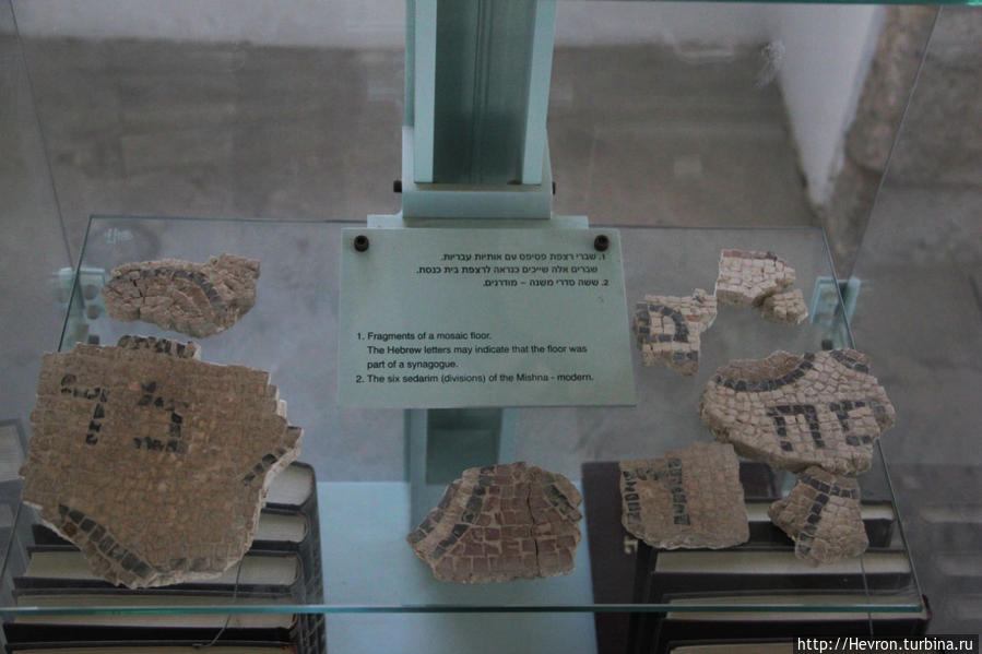 Куски мозаики на иврите, скорее всего из синагоги. Ципори, Израиль
