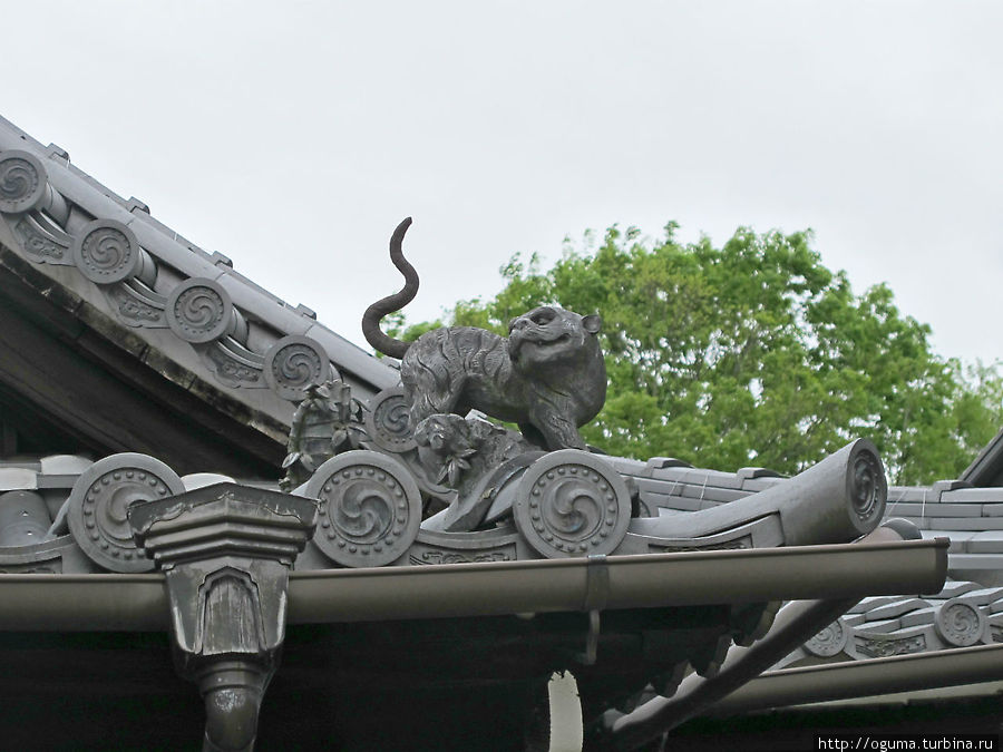Собаки-львы на крыше одного из храмов. Префектура Гифу, Япония