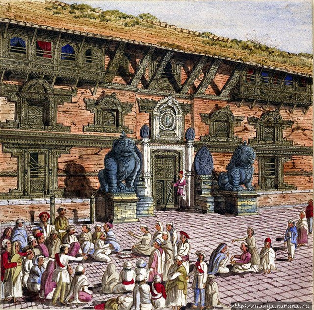 Акварель 1856 года. Из интернета Бхактапур, Непал
