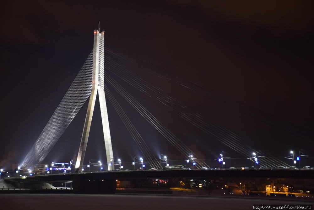 Ночная Рига зимой Рига, Латвия