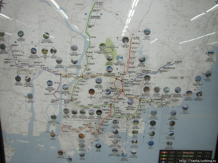 Карта достопримечательностей Пусана. Пусан, Республика Корея
