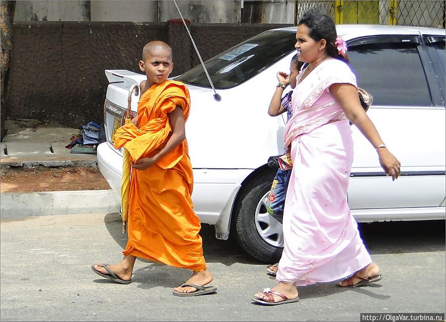 Маленький монах с мамой Анурадхапура, Шри-Ланка