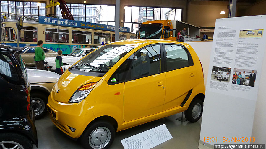 Индийская Тата — удостоилась попасть в музей как самый дешевый массовый автомобиль, сумевший составить конкуренцию глобальным брендам. Мюнхен, Германия