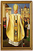 Портрет Папы Римского Иоанна Павла II рядом с главным алтарём