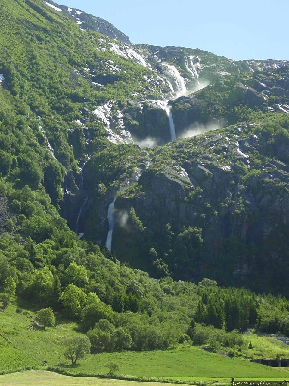 Местечко и водопад Струпен в Северной Норвегии. Струпен, Норвегия