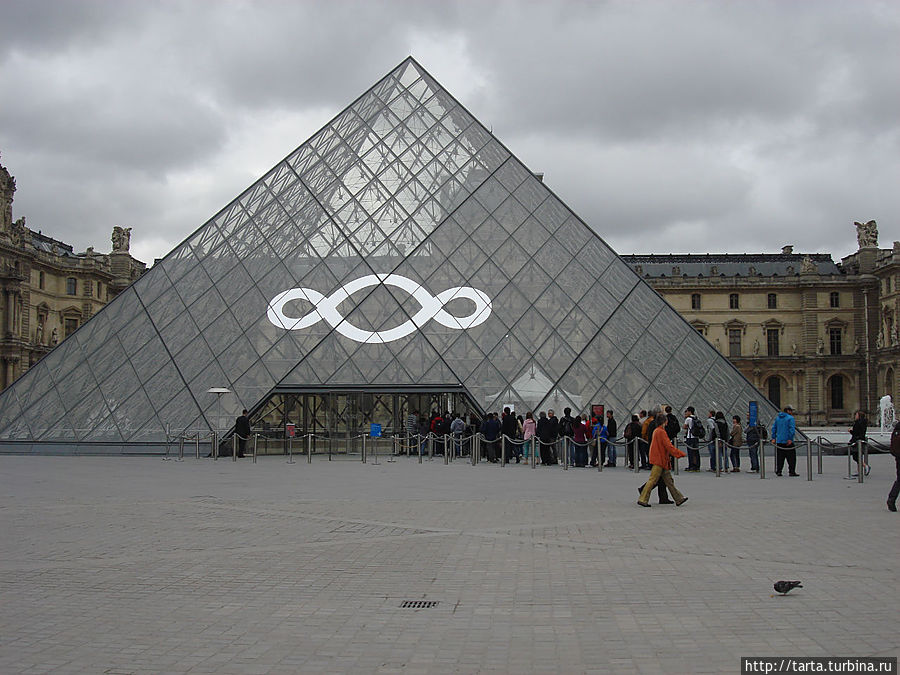 Пирамида перед Лувром — вход в музей. Париж, Франция