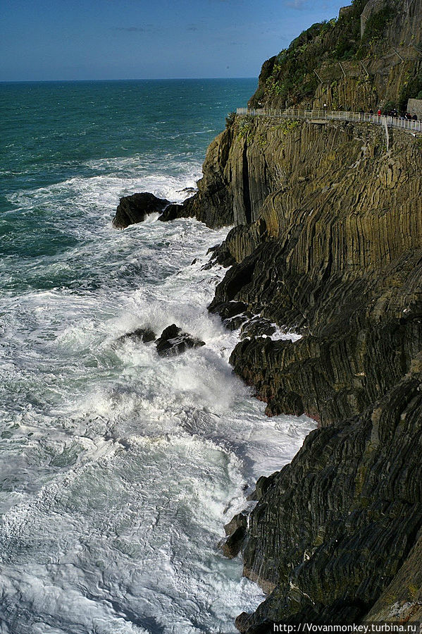 Группу туристов всё-таки пропустили. Но, видимо была специальная договорённость, потому что по два полицейских открывали и замыкали группу Риомаджоре, Италия