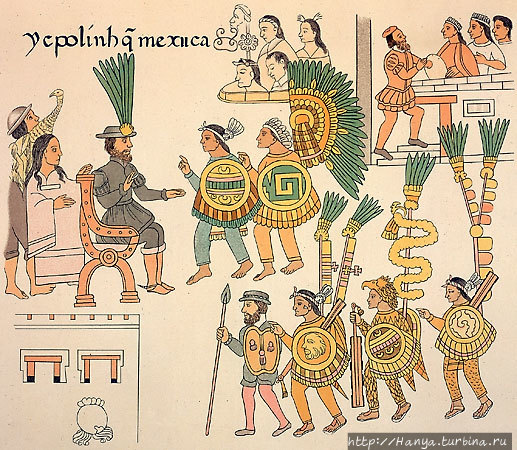 Испанци и ацтеки. Из интернета Мехико, Мексика