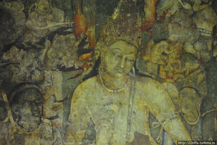 Пожалуй самое известное изображение Аджантавской росписи. Изображение Гаутамы.