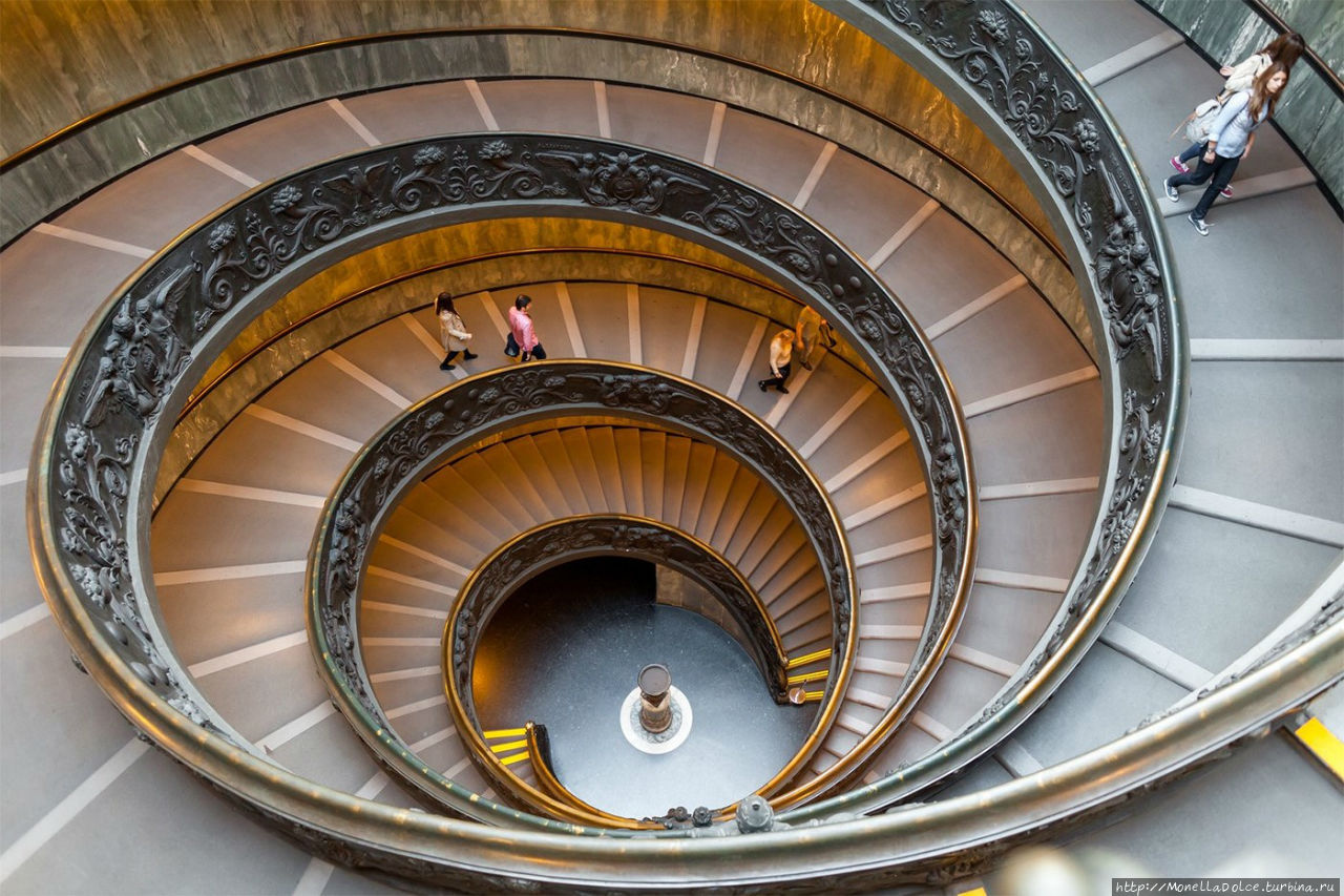 Музеи Ватикана — спиральная  мраморная  лестница Ватикан (столица), Ватикан