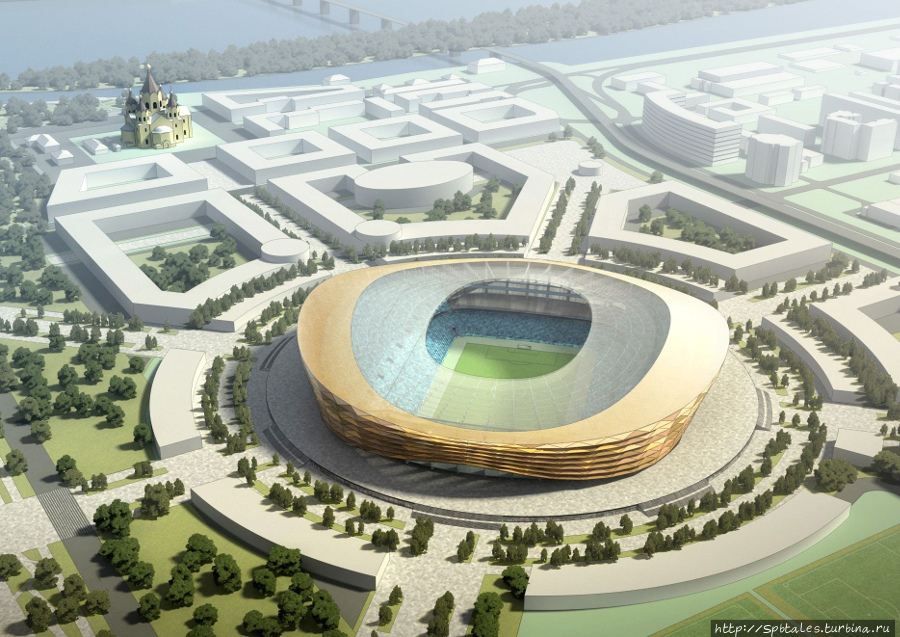 Нижний Новгород. Так должен выглядеть футбольный стадион, который строится к чемпионату мира по футболу 2018 года Нижний Новгород, Россия
