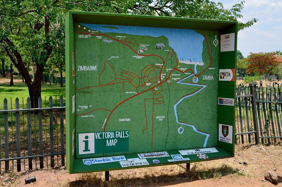 Карта парка Виктория-Фоллс, Зимбабве
