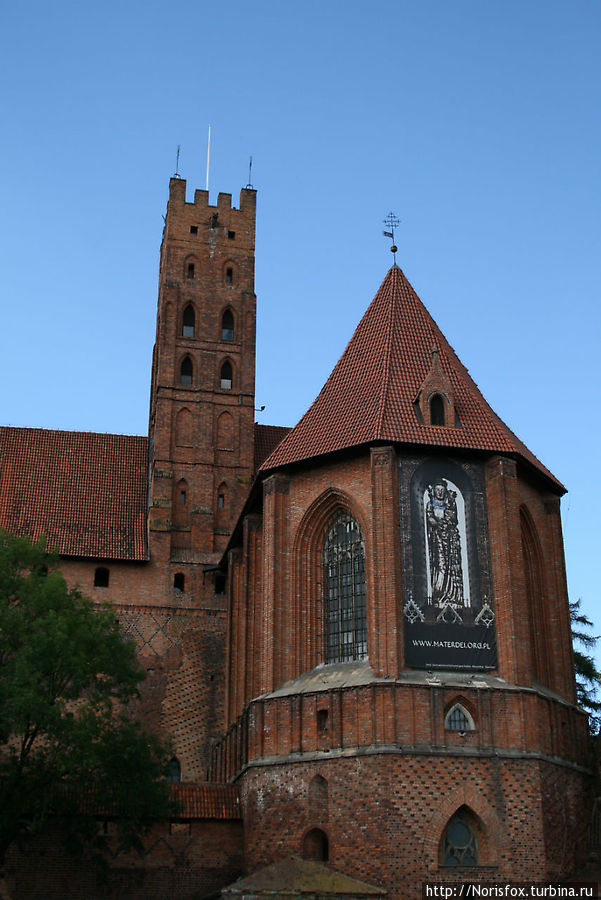 Костел Пресвятой Девы Марии и Главная башня за ним Мальборк, Польша