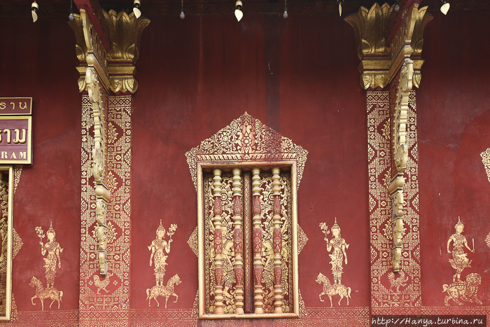 Храмовый комплекс Ват Сене Сук Харам. Здание Wat phra chao pet soc с трафаретными позолоченными стенами. Фото из интернета