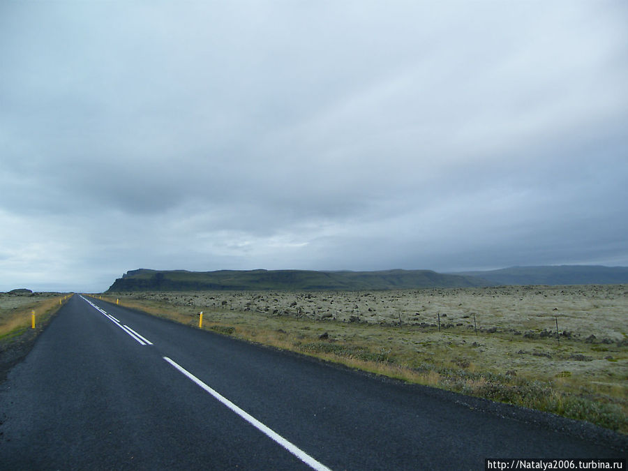Дорога среди лавовых полей Исландия