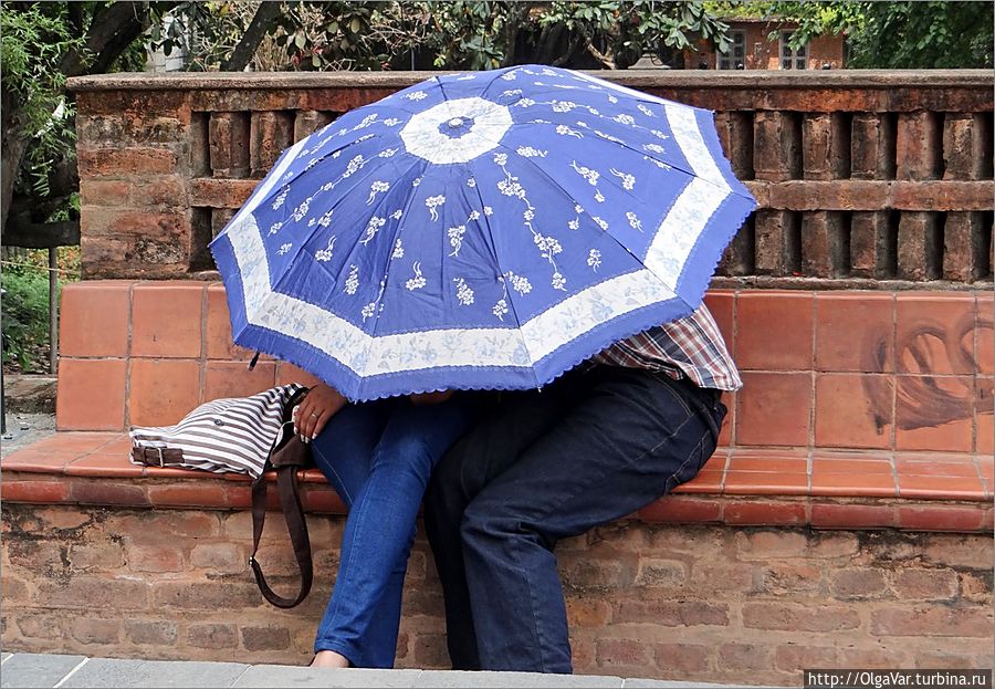 Зонт для влюбленных:
Если возьму я зонт голубой, 
То полечу высоко с облаками. 
Там в небесах, может, стану луной 
И растворюсь со своими мечтами…