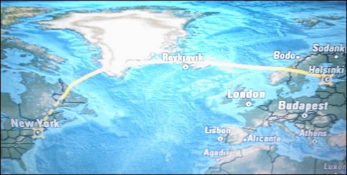 Полет проходил над Атлантикой, а также над Исландией и Гренландией Хельсинки, Финляндия