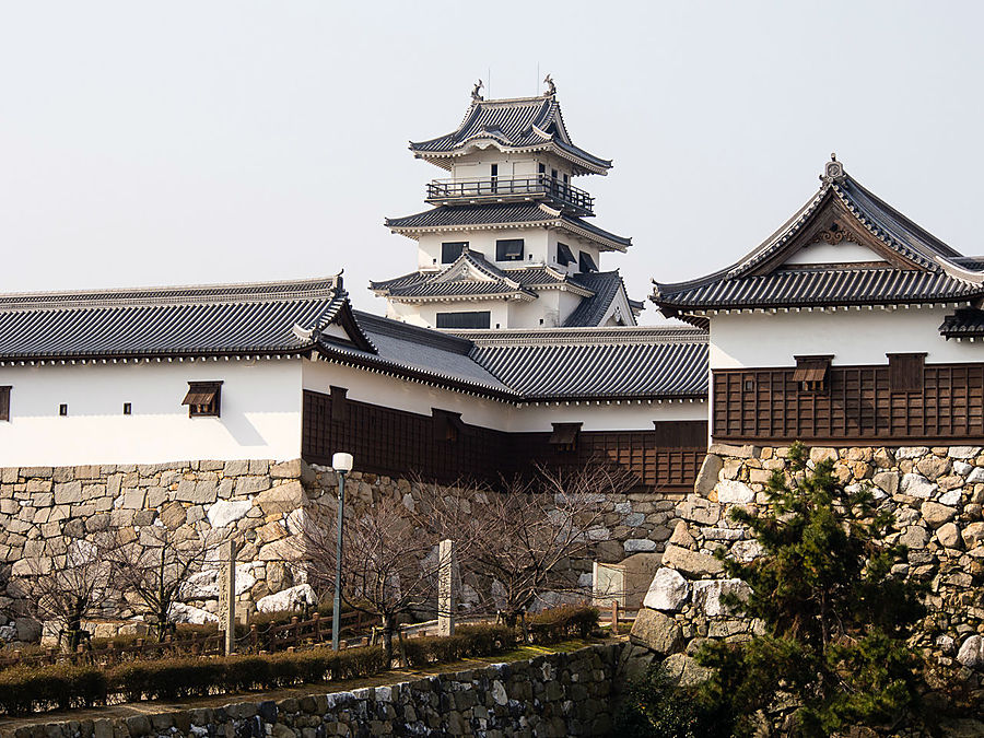 Этот просторный замок постигла участь большинства японских замков: его разобрали в конце 19-го века по приказу правительства после местной буржуазной революции, как пережиток прошлого. В середине 20-го века замки начали восстанавливать, в основном из бетона. Донжон замка Имабари был реконструирован в 1980-м году, в основном от балды, потому что точных чертежей и даже хороших рисунков его не сохранилось (и историки до сих пор не уверены, был ли там вообще донжон).