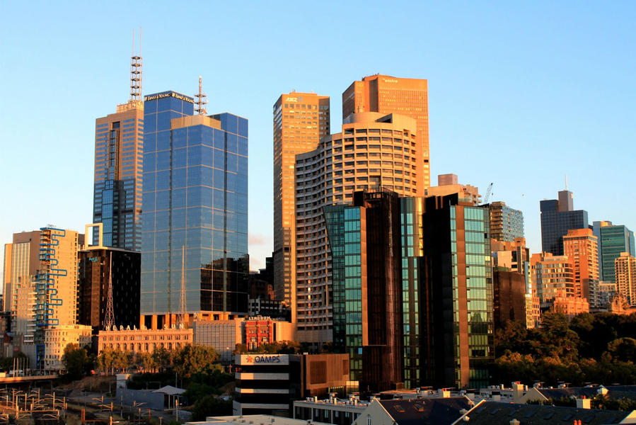 Вид на центральные кваталы города Мельбурн, Австралия