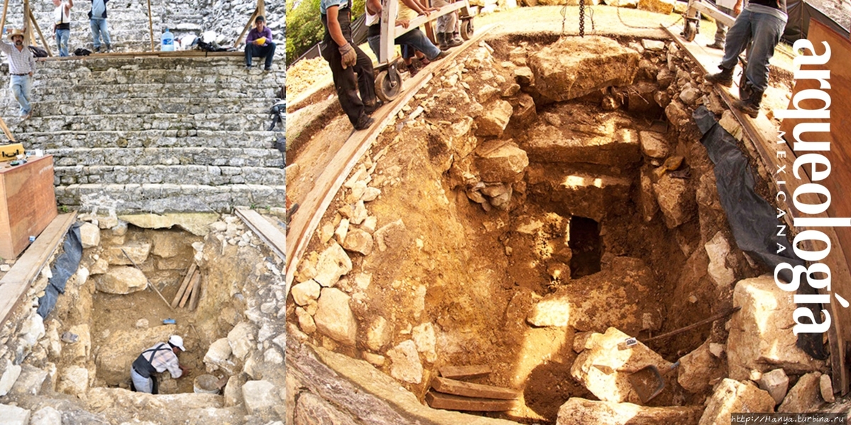 Раскопки гробницы Пакаля. Из интернета Паленке, Мексика