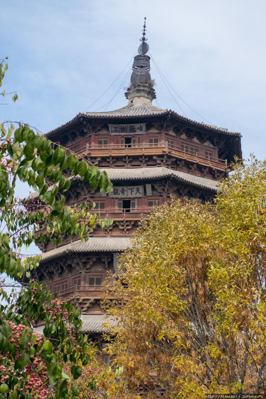 Пагода Будды Шакьямуни в храме Фогун, Инсянь, Шаньси, Китай. Инсянь, Китай