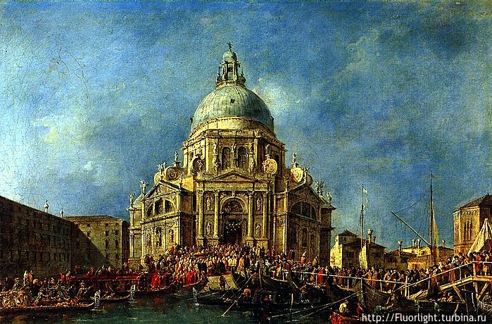 Дож Венеции прибывает 21 ноя на фейверк в память окончания чумы 1630, Ф. Гварди Венеция, Италия