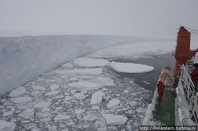Судно подходит к краю ледника Атка Айспорт, Антарктида