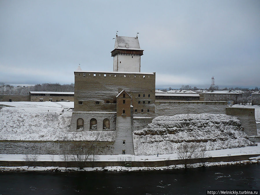 Вид на Нарву со стен Ивангорода Нарва, Эстония
