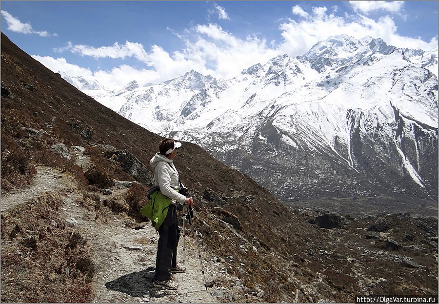 Не отрываясь, смотрю долго на горы, есть в них что-то притягательное. И вроде бы ничего особенного – неподвижные скалы, ослепительной белизны снег и бегущие  мимо облака, цепляющиеся за сияющие верхушки. Лангтанг, Непал