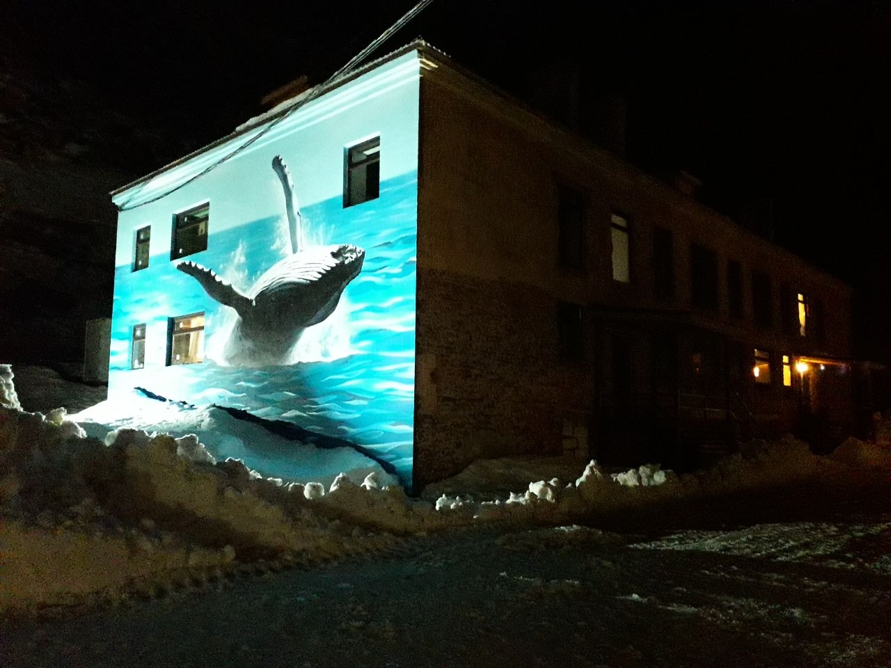 Инсталляция китовых хвостов 
