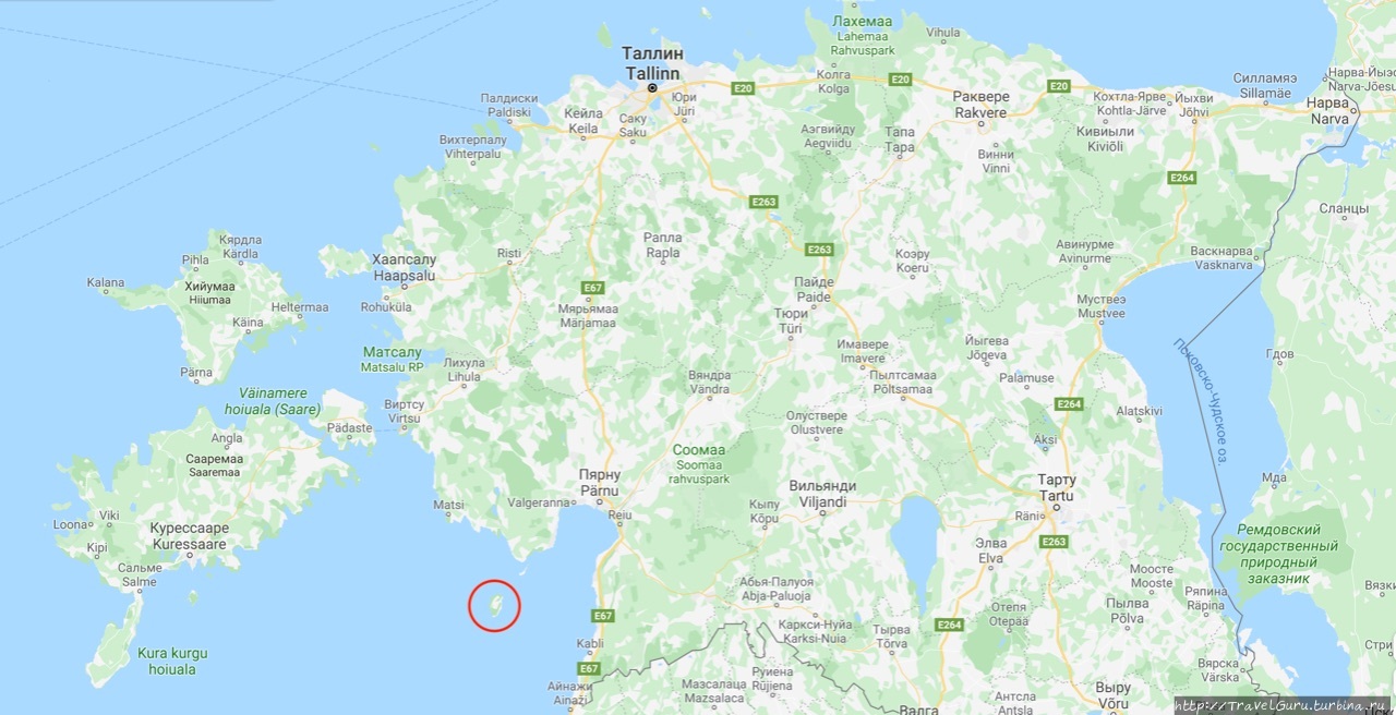 Расположение острова Кихну (выделен красным) на карте Эстонии Остров Кихну, Эстония
