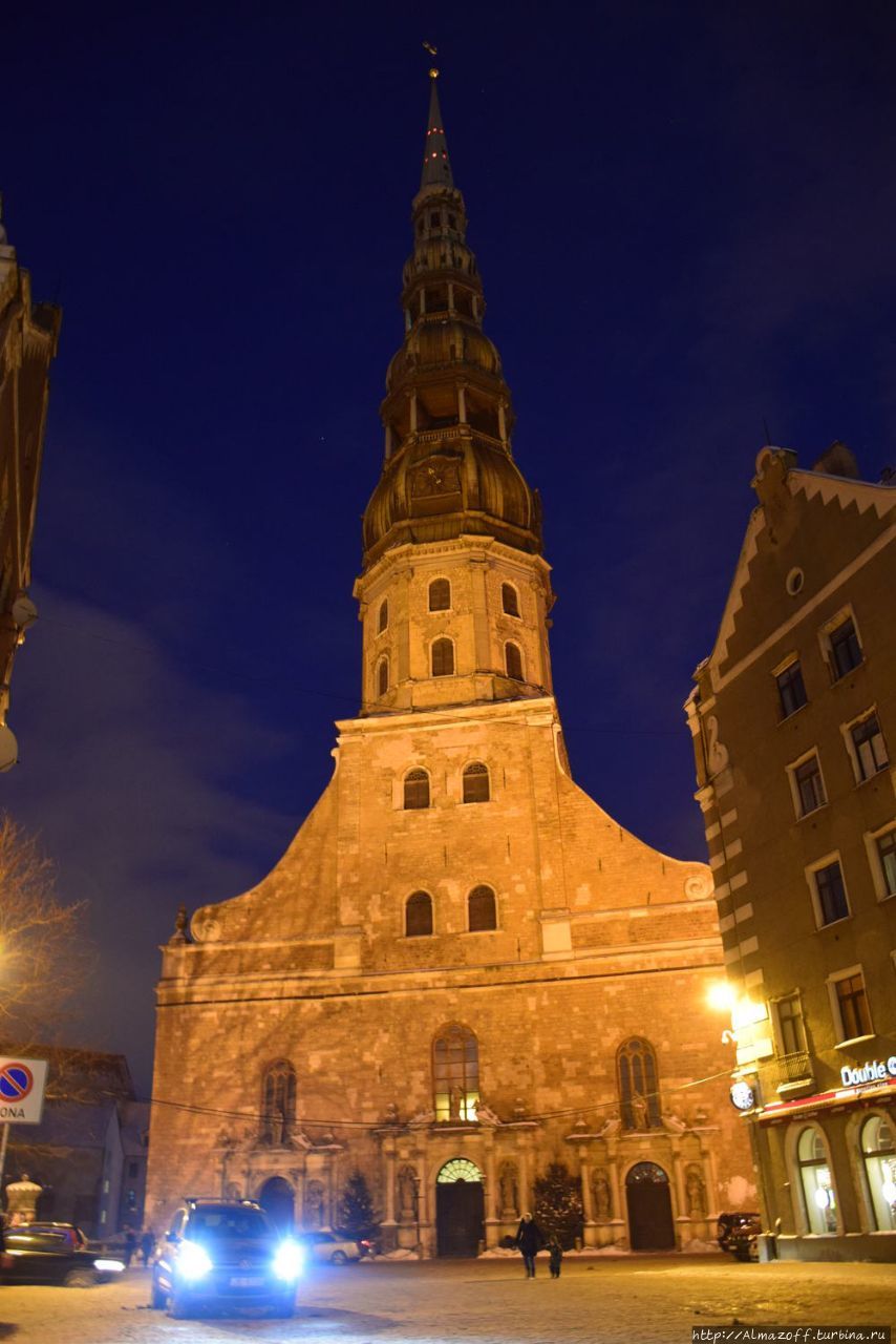 Ночная Рига зимой Рига, Латвия